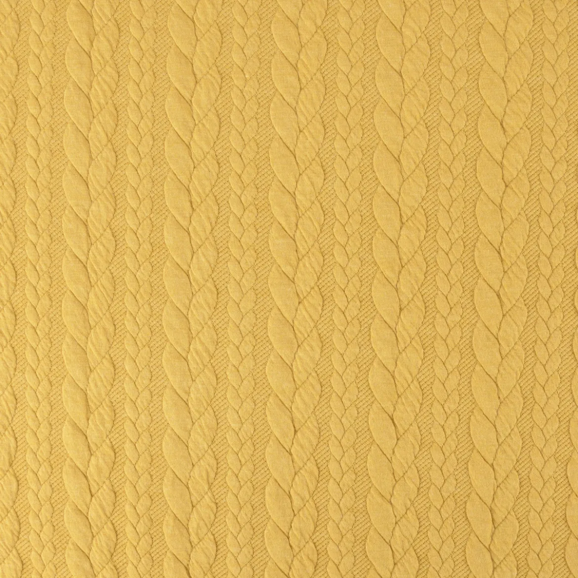 Bekleidungsstoff Cably Zopfmuster einfarbig safrangelb 1,5m Breite