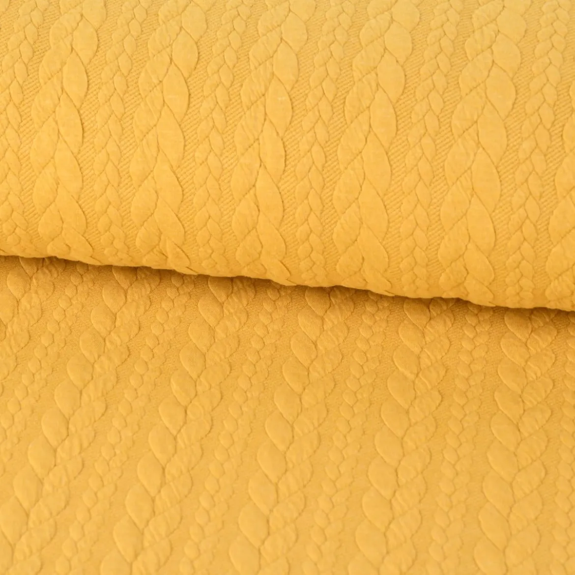 Bekleidungsstoff Cably Zopfmuster einfarbig safrangelb 1,5m Breite