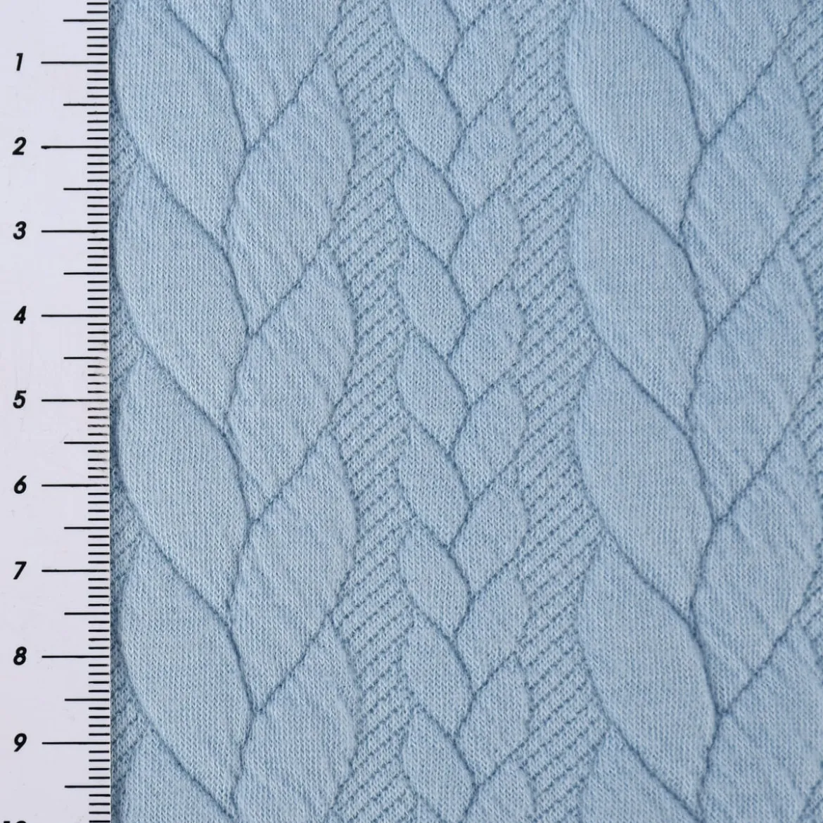 Bekleidungsstoff Cably Zopfmuster einfarbig hellblau 1,5m Breite
