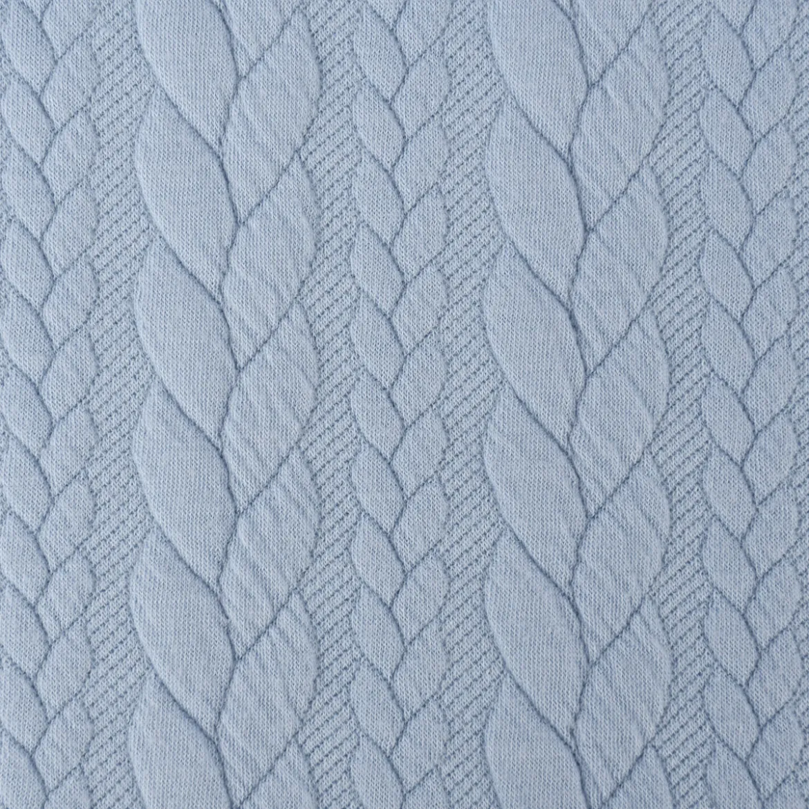 Bekleidungsstoff Cably Zopfmuster einfarbig hellblau 1,5m Breite