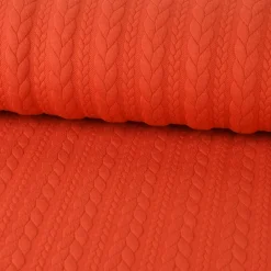 Bekleidungsstoff Cably Zopfmuster einfarbig dunkelorange 1,5m Breite