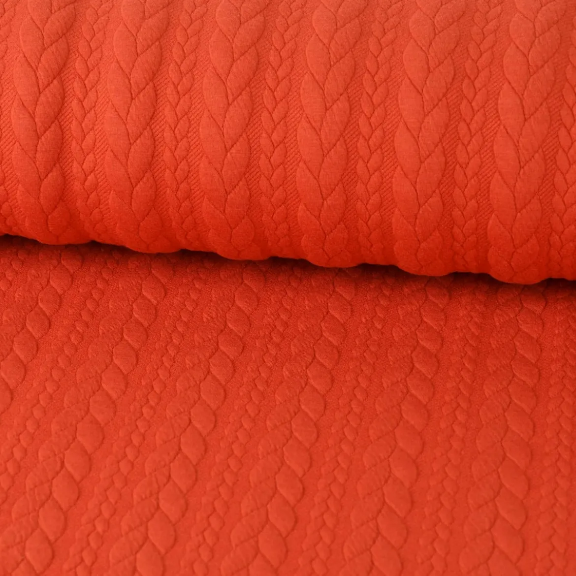 Bekleidungsstoff Cably Zopfmuster einfarbig dunkelorange 1,5m Breite