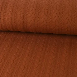 Bekleidungsstoff Cably Zopfmuster einfarbig rostbraun 1,5m Breite