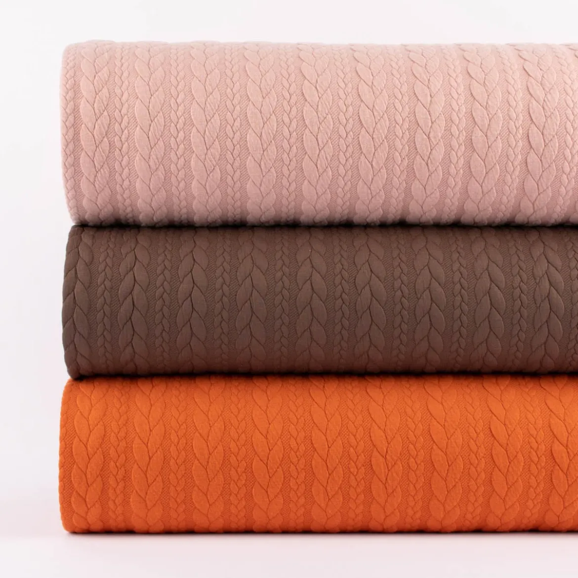 Bekleidungsstoff Cably Zopfmuster einfarbig altrosa 1,5m Breite
