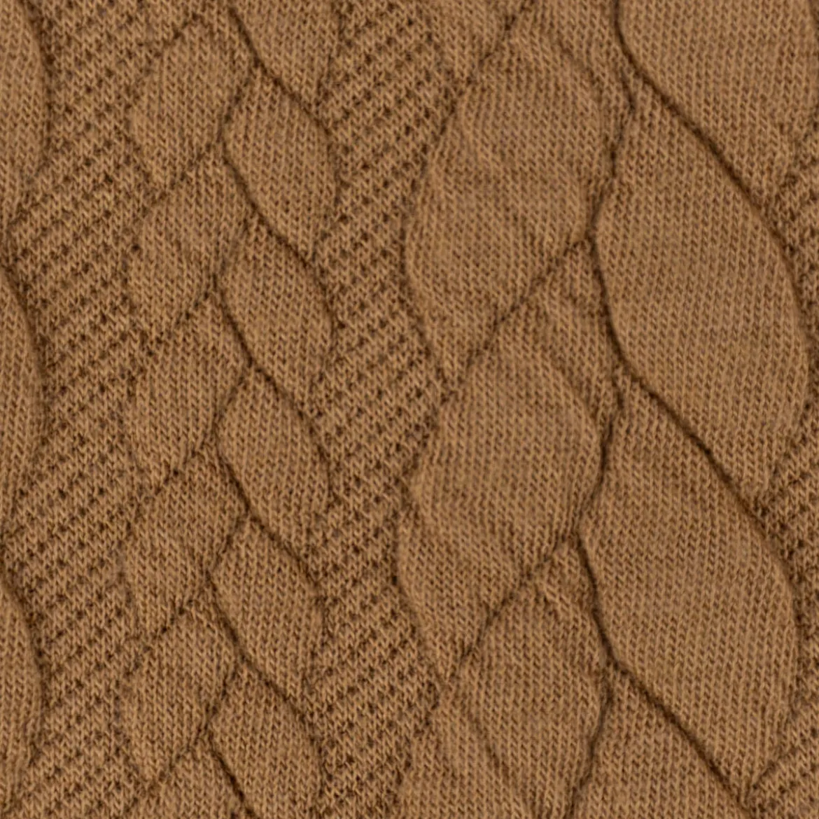 Bekleidungsstoff Cably Zopfmuster Strickstoff Meterware einfarbig camel 1,5m Breite