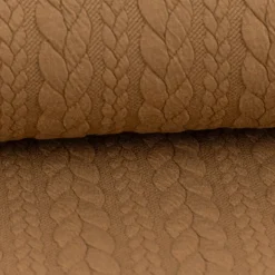 Bekleidungsstoff Cably Zopfmuster Strickstoff Meterware einfarbig camel 1,5m Breite