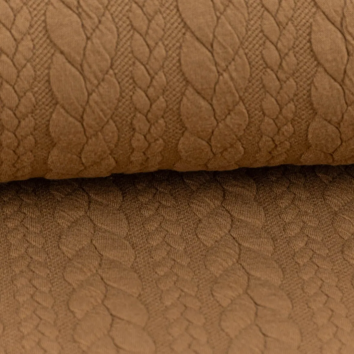 Bekleidungsstoff Cably Zopfmuster Strickstoff Meterware einfarbig camel 1,5m Breite