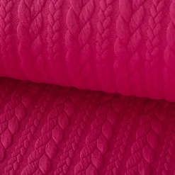 Bekleidungsstoff Cably Zopfmuster Strickstoff Meterware einfarbig pink 1,50m Breite
