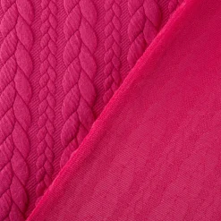 Bekleidungsstoff Cably Zopfmuster Strickstoff Meterware einfarbig pink 1,50m Breite