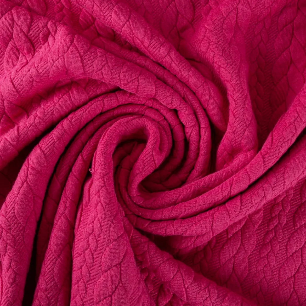 Bekleidungsstoff Cably Zopfmuster Strickstoff Meterware einfarbig pink 1,50m Breite