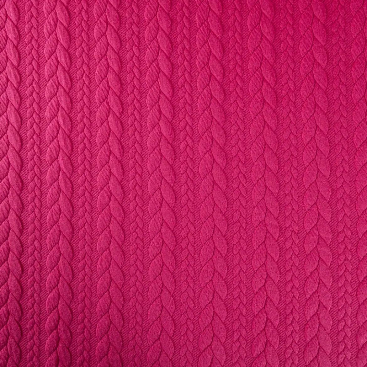 Bekleidungsstoff Cably Zopfmuster Strickstoff Meterware einfarbig pink 1,50m Breite