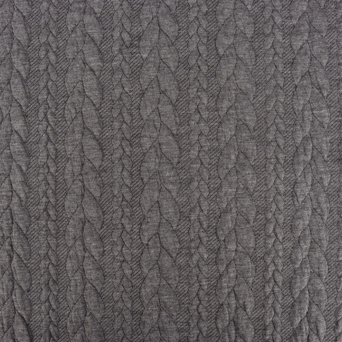 Bekleidungsstoff Cably Zopfmuster einfarbig mittel grau meliert 1,4m Breite