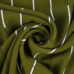 Bekleidungsstoff Chiffon Streifen khaki grün weiß schwarz 1,45m Breite