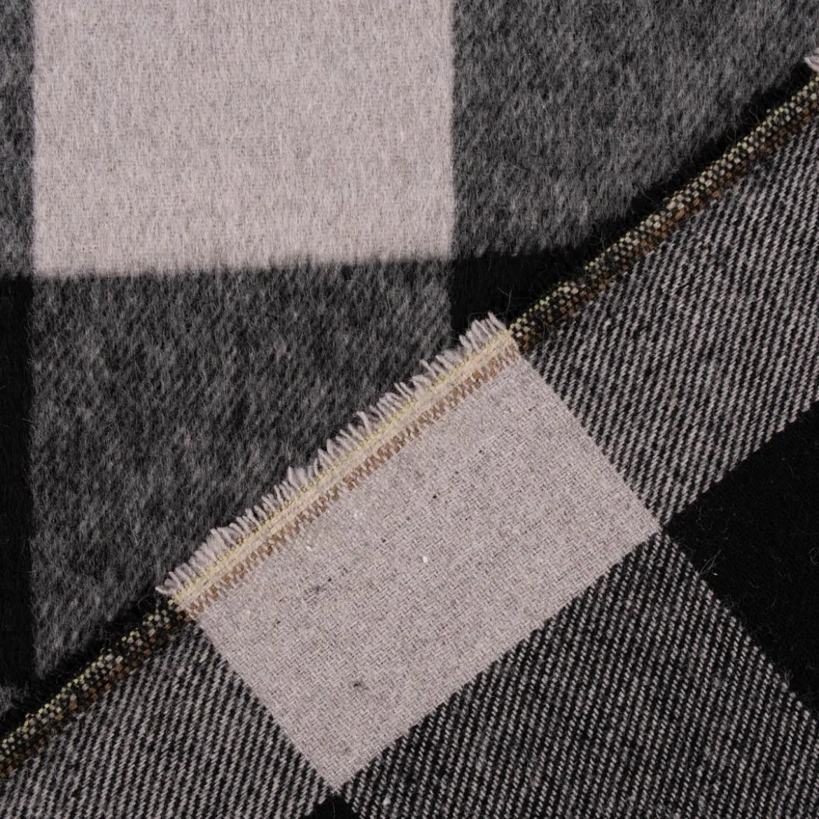 Bekleidungsstoff Flanell-Art Holzfäller Karo angeraut hellgrau schwarz 1,5m Breite