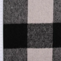 Bekleidungsstoff Flanell-Art Holzfäller Karo angeraut hellgrau schwarz 1,5m Breite