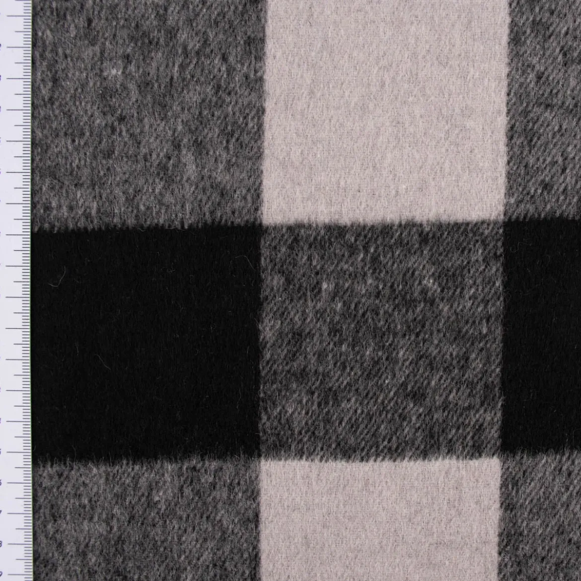 Bekleidungsstoff Flanell-Art Holzfäller Karo angeraut hellgrau schwarz 1,5m Breite