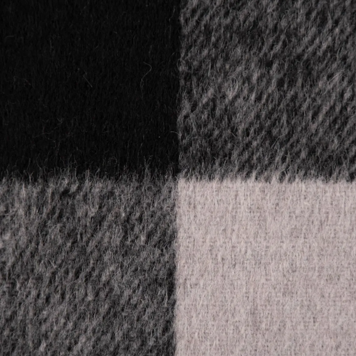 Bekleidungsstoff Flanell-Art Holzfäller Karo angeraut hellgrau schwarz 1,5m Breite