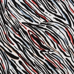 Bekleidungsstoff Halbleinen Viskose Leinen Streifen weiß schwarz rot 1,3m Breite
