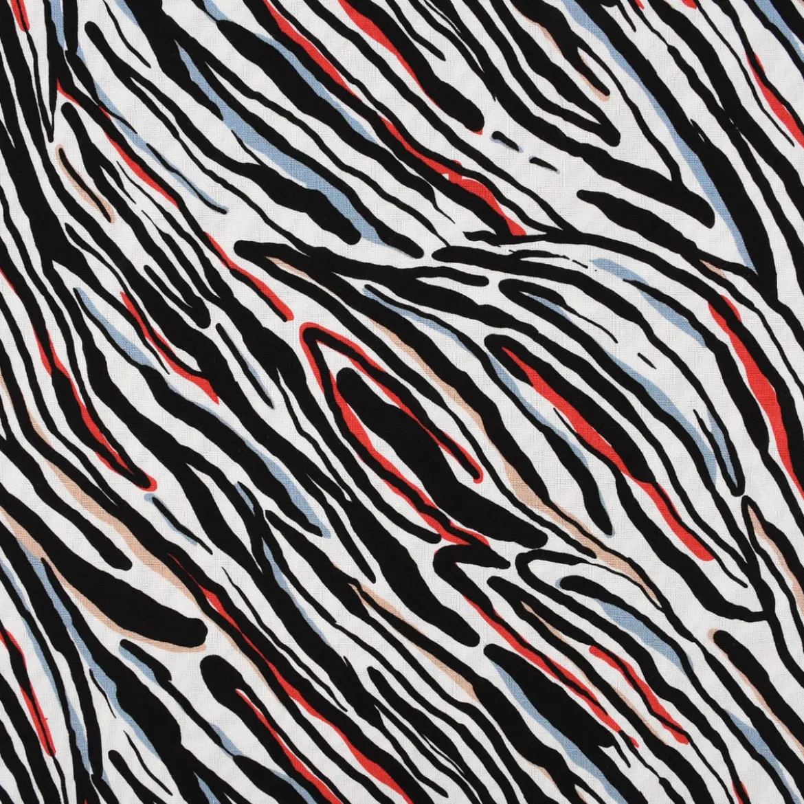 Bekleidungsstoff Halbleinen Viskose Leinen Streifen weiß schwarz rot 1,3m Breite
