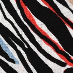Bekleidungsstoff Halbleinen Viskose Leinen Streifen weiß schwarz rot 1,3m Breite