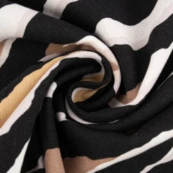 Bekleidungsstoff Halbleinen Viskose Leinen Streifen schwarz weiß beige sand taupe 1,3m Breite