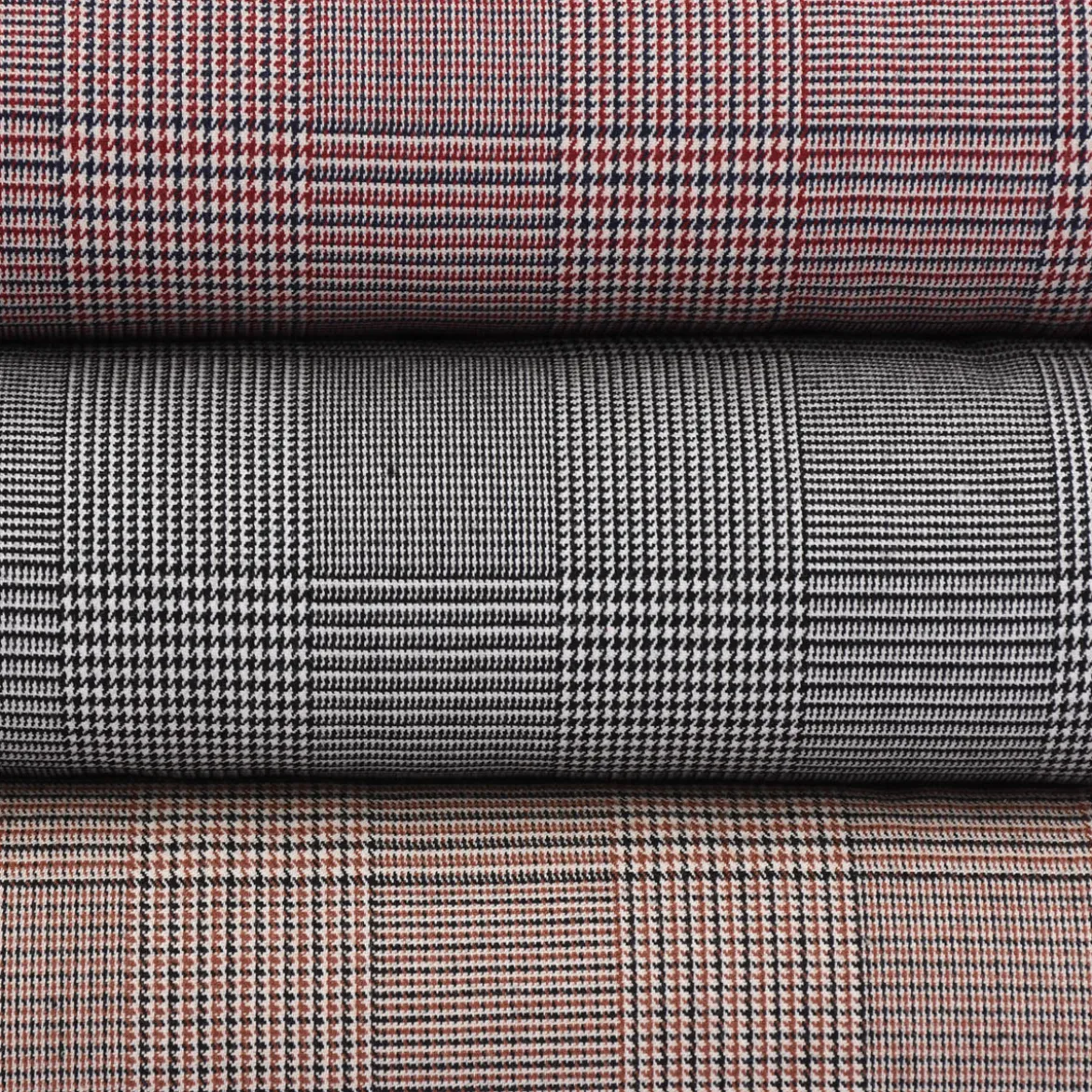 Bekleidungsstoff Hosenstoff Prince de Galles Karo schwarz weiß 1,40m Breite