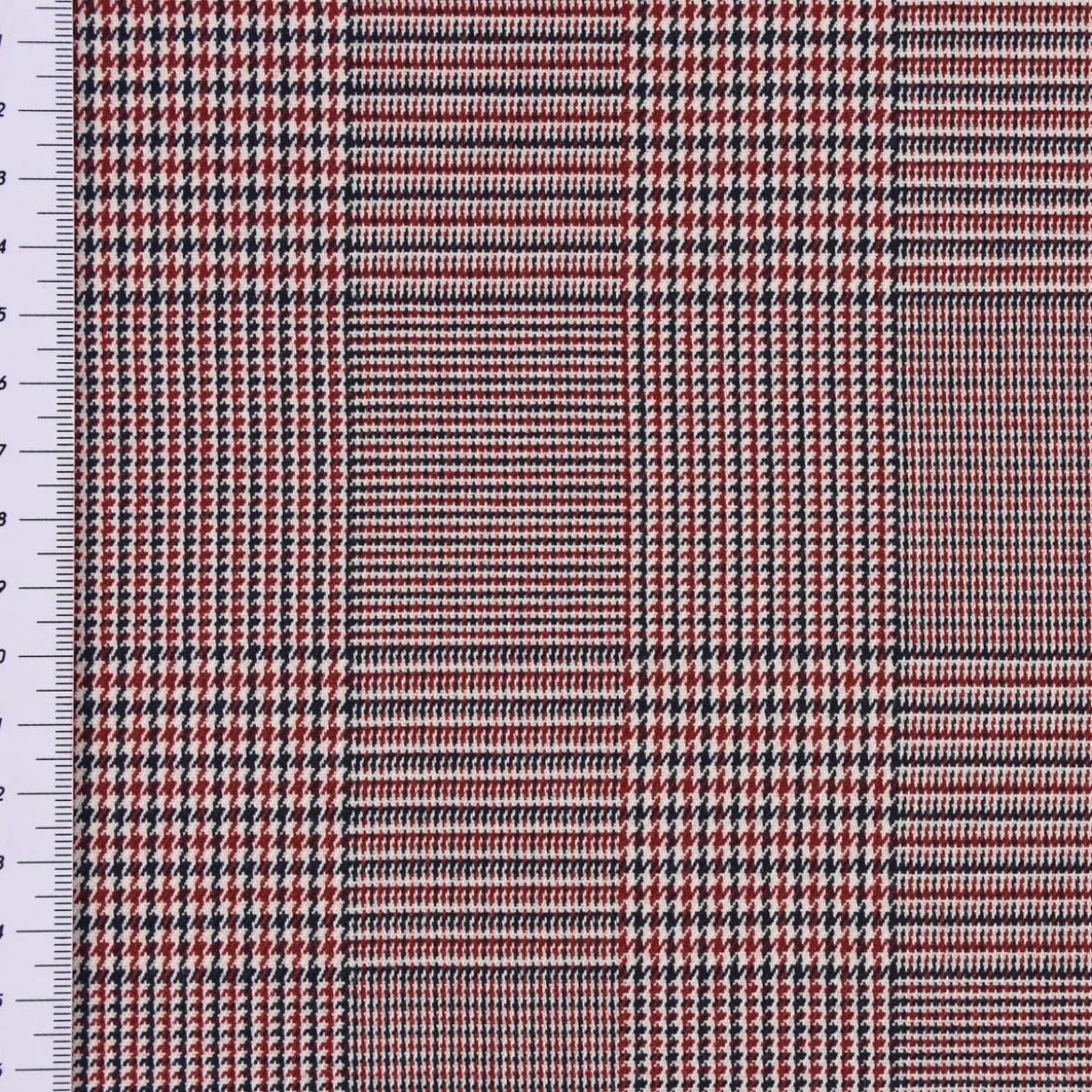 Bekleidungsstoff Hosenstoff Prince de Galles Karo rot blau 1,40m Breite