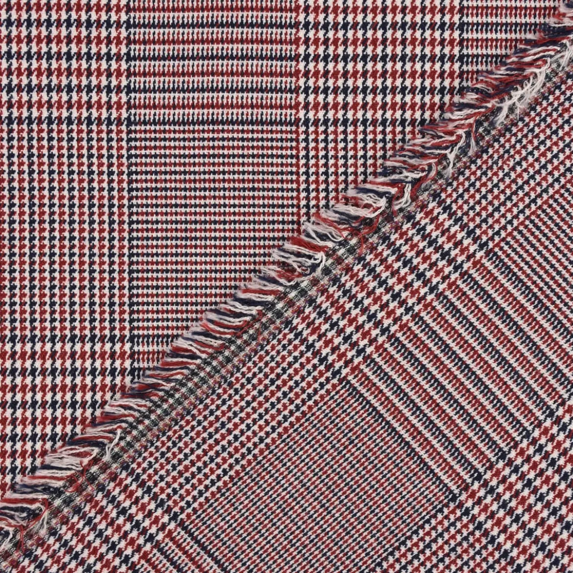 Bekleidungsstoff Hosenstoff Prince de Galles Karo rot blau 1,40m Breite