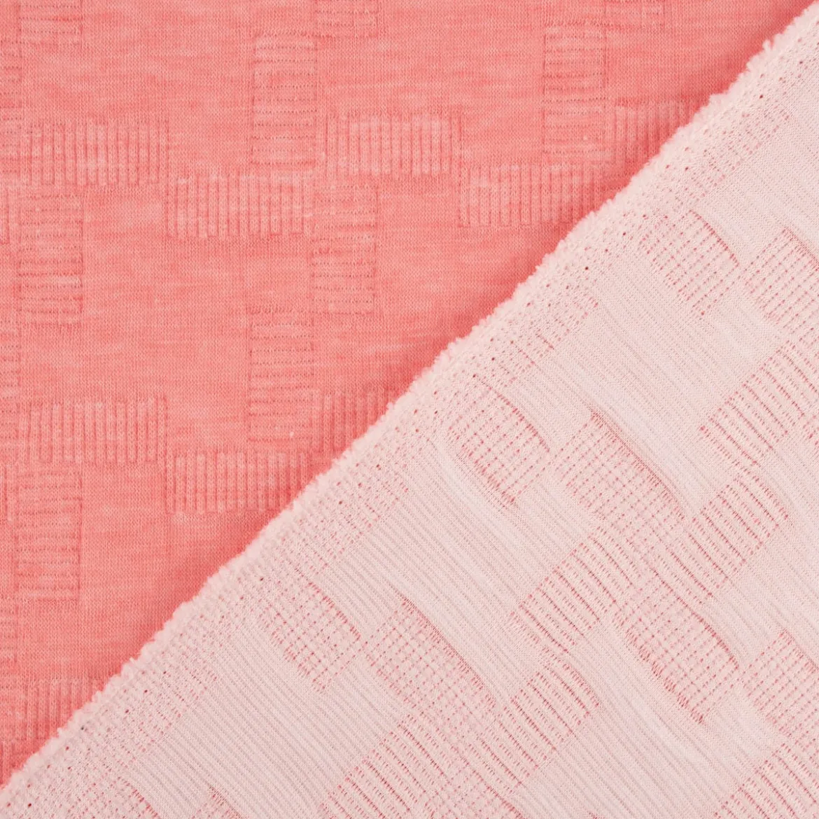 Bekleidungsstoff Jacquard Sweat Relief geometrisch pink meliert 1,55m Breite
