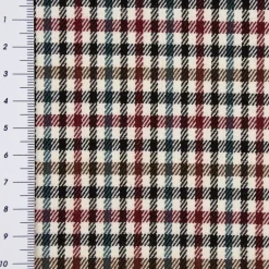 Bekleidungsstoff Karostoff Schottenkaro kariert klein creme petrol dunkelrot 1,45m Breite