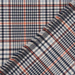 Bekleidungsstoff Karostoff Schottenkaro kariert klein creme blau rot 1,45m Breite