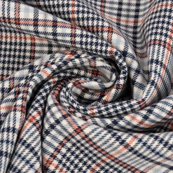 Bekleidungsstoff Karostoff Schottenkaro kariert klein creme blau rot 1,45m Breite