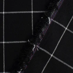 Bekleidungsstoff Karostoff Gitter Vierecke schwarz weiß 1,45m Breite