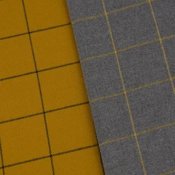 Bekleidungsstoff Karostoff Gitter Vierecke grau ockergelb 1,45m Breite