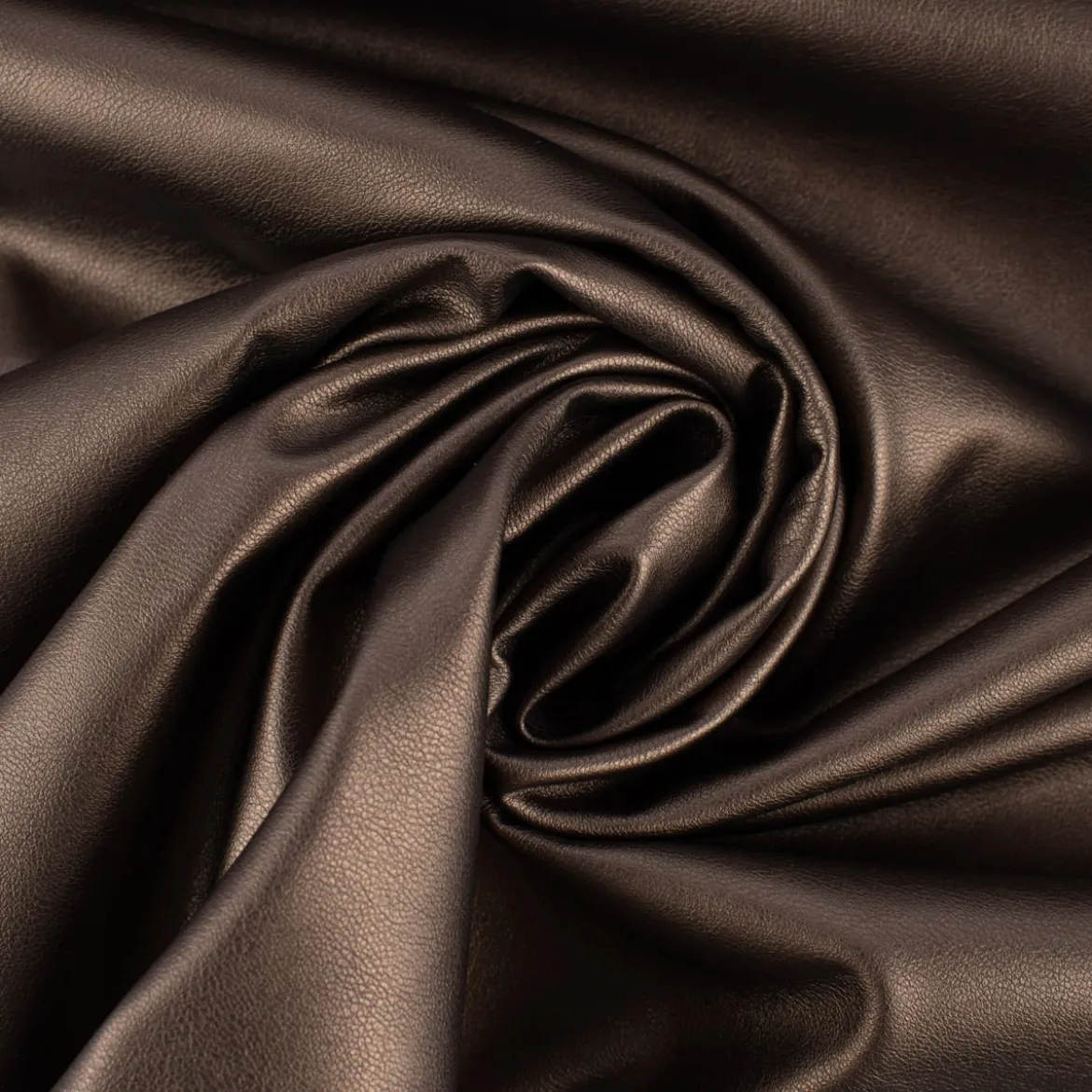 Bekleidungsstoff Kunstleder Lederimitat einfarbig braun metallic 1,4m Breite