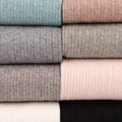 Bekleidungsstoff leichter Viskose Strickstoff fein gerippt braun meliert 1,45m Breite