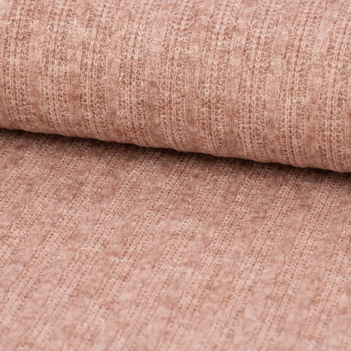 Bekleidungsstoff leichter Viskose Strickstoff fein gerippt braun meliert 1,45m Breite