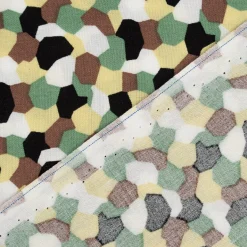 Bekleidungsstoff leichte Viskose grafische Punkte Kreise grün gelb braun 1,40m Breite