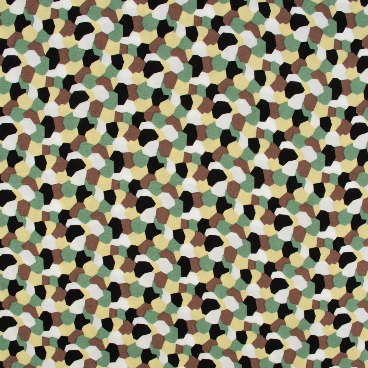 Bekleidungsstoff leichte Viskose grafische Punkte Kreise grün gelb braun 1,40m Breite