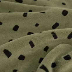 Bekleidungsstoff Nicky Tupfen Punkte altgrün schwarz 1,55m Breite
