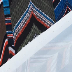 Bekleidungsstoff Peach Touch Digitaldruck Retro ZickZack blau orange grün 1,51m Breite