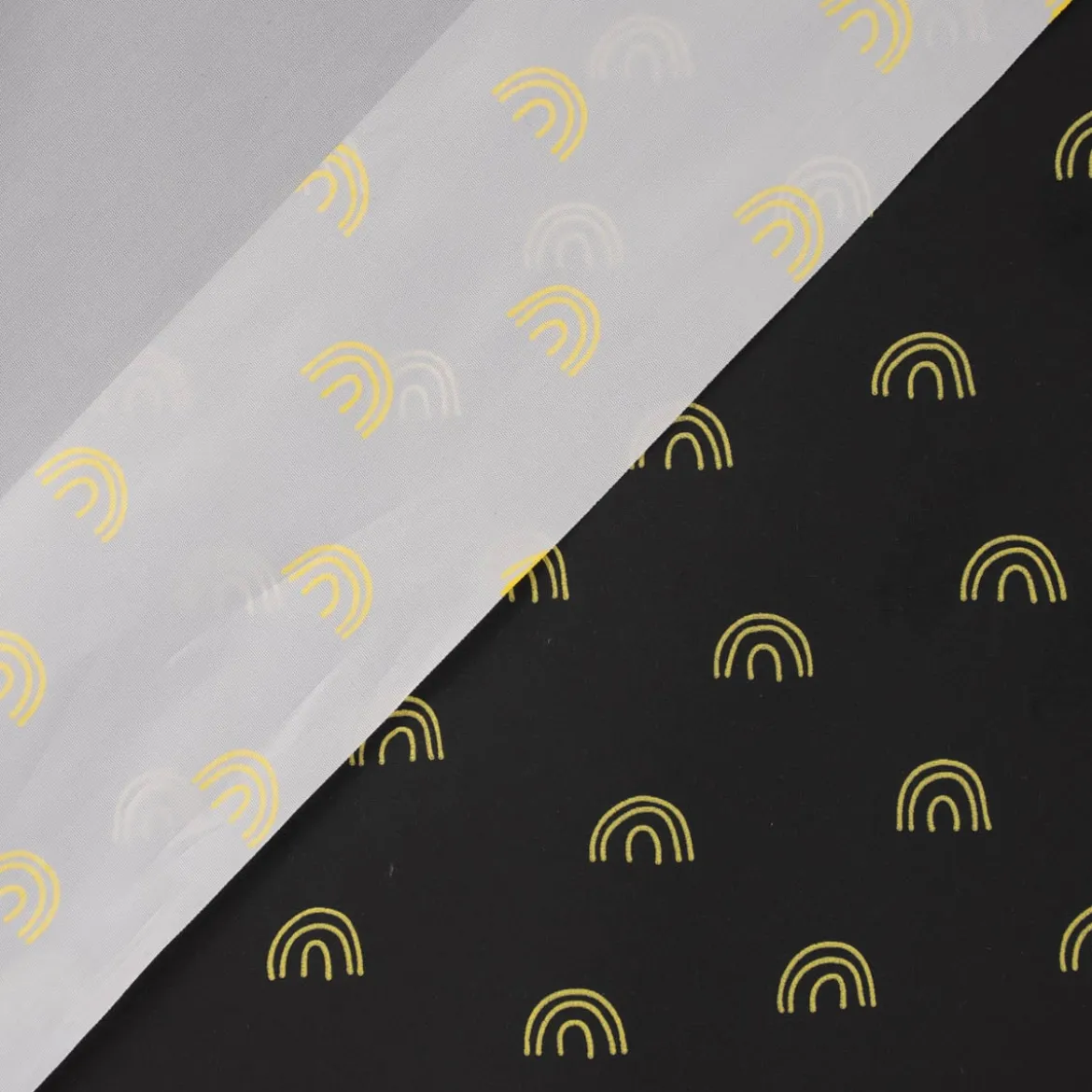 Bekleidungsstoff Polyester Regenbogen wasserabweisend reflektierend anthrazit gelb 1,4m Breite