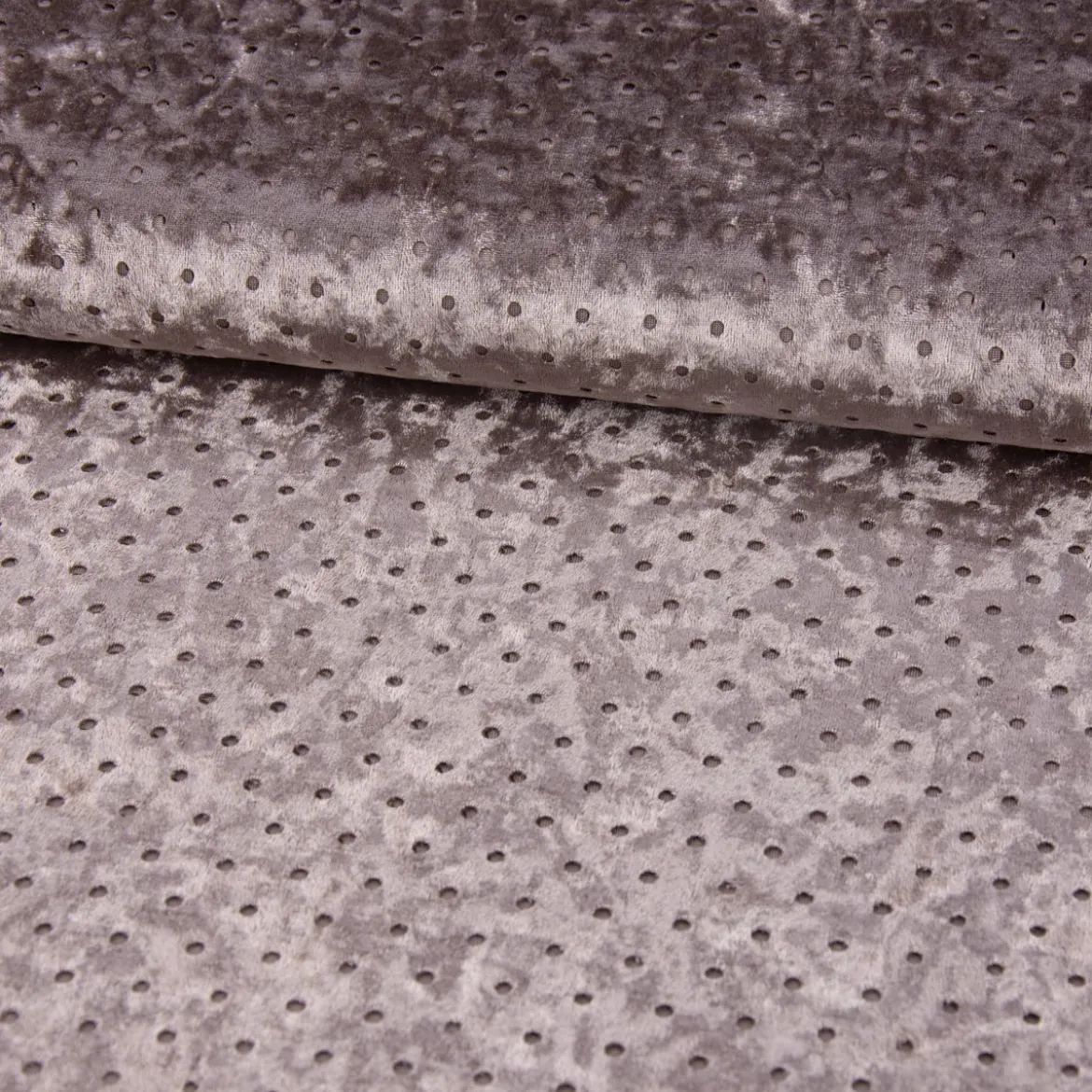 Bekleidungsstoff Samtstoff Stretchsamt Punch Lochmuster einfarbig taupe 1,45m Breite