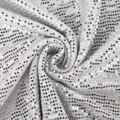 Bekleidungsstoff Stretch Lurex Pailletten Glitzer weiß silberfarbig 1,45m Breite