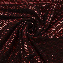 Bekleidungsstoff Stretch Lurex Pailletten Glitzer schwarz rot 1,45m Breite