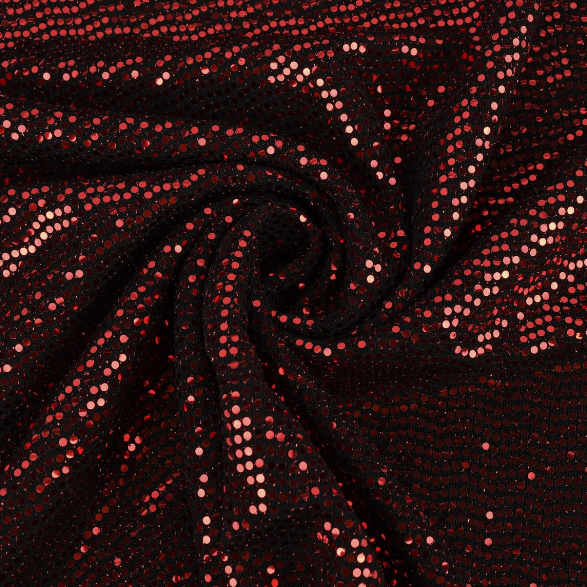 Bekleidungsstoff Stretch Lurex Pailletten Glitzer schwarz rot 1,45m Breite