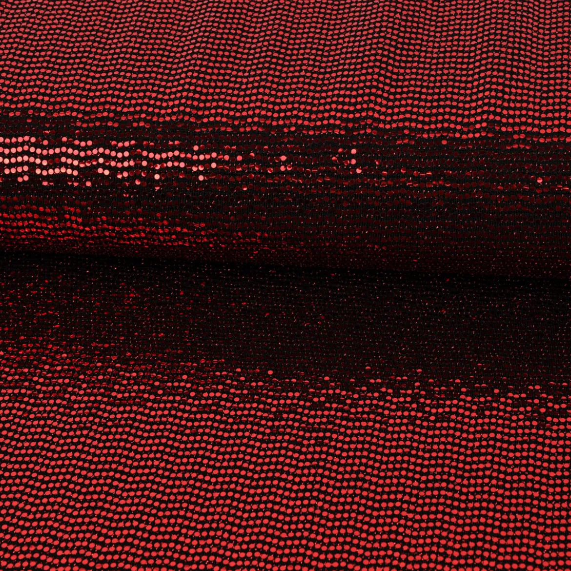 Bekleidungsstoff Stretch Lurex Pailletten Glitzer schwarz rot 1,45m Breite