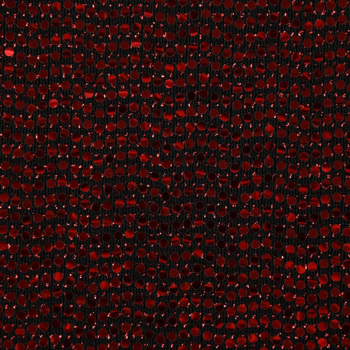 Bekleidungsstoff Stretch Lurex Pailletten Glitzer schwarz rot 1,45m Breite