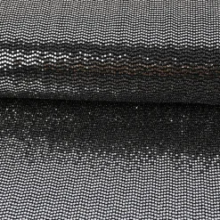 Bekleidungsstoff Stretch Lurex Pailletten Glitzer schwarz silberfarbig 1,45m Breite