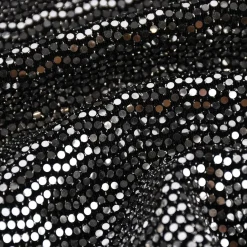 Bekleidungsstoff Stretch Lurex Pailletten Glitzer schwarz silberfarbig 1,45m Breite